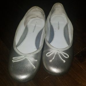 Silver Faux Leather Ballet Flats